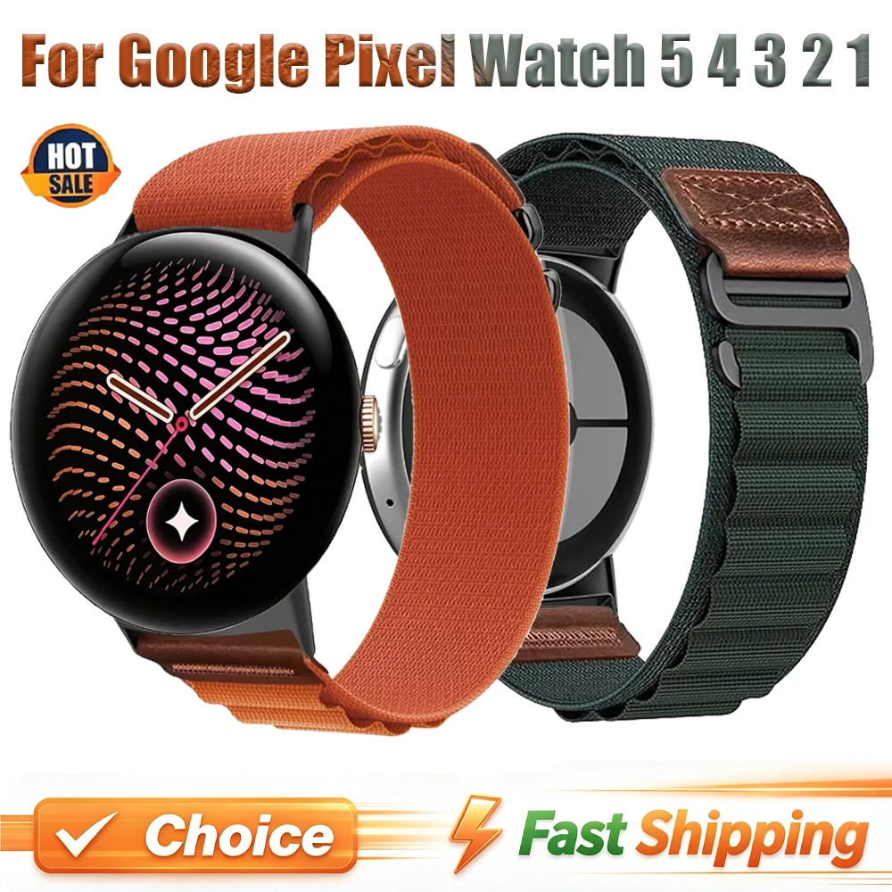 Alpine Nylon+Leather Strap For Google Pixel Watch 5 4 3 45/41mm Original Premium Breathable Band For Google Pixel Watch 3 2 41mm