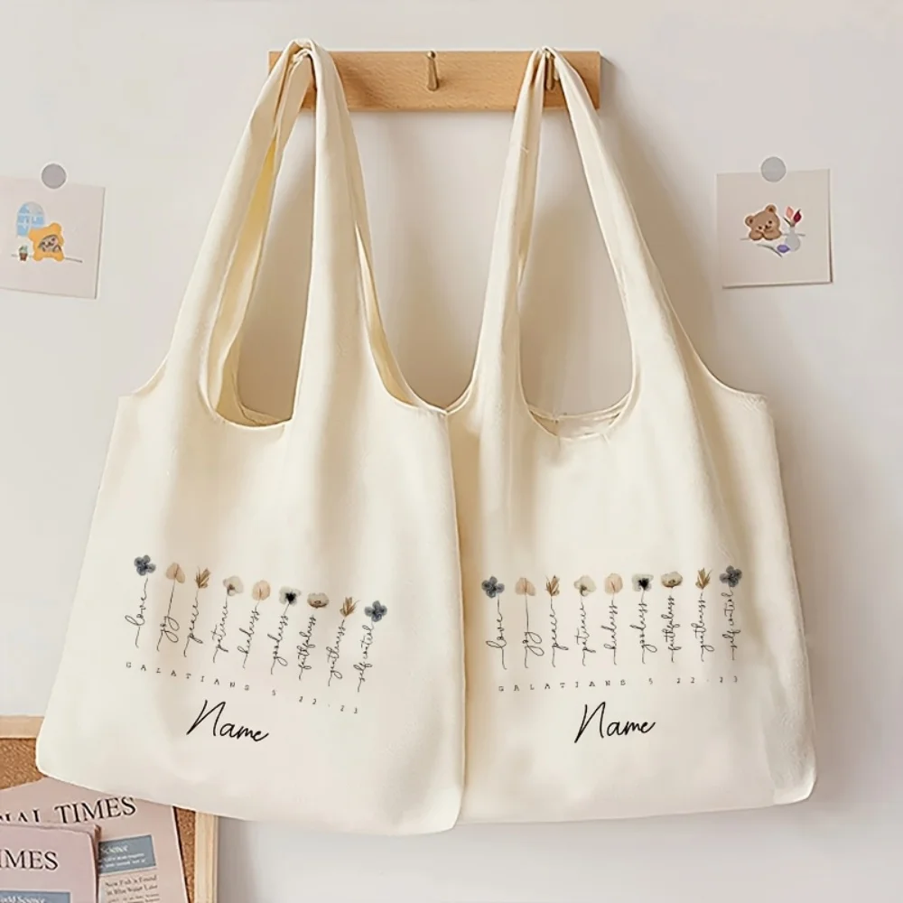 Personalized Custom Name/Text Handbag Galatians Inspirational Pattern Tote Bag Women Shopping Tote Travel Bag Gift for Teacher