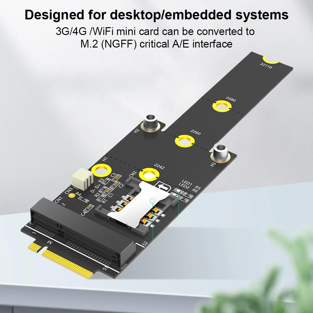 Placa de expansão M.2 NGFF Key M para Mini PCI-E com slot para cartão para disco rígido SSD 2242 2260 2280
