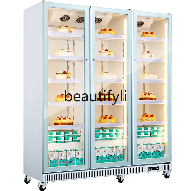 

Large Capacity Double DoorCake Beverage Refrigerated Display Cabinet Fresh-keeping Refrigerator Vertical Commercial Beer Freezer