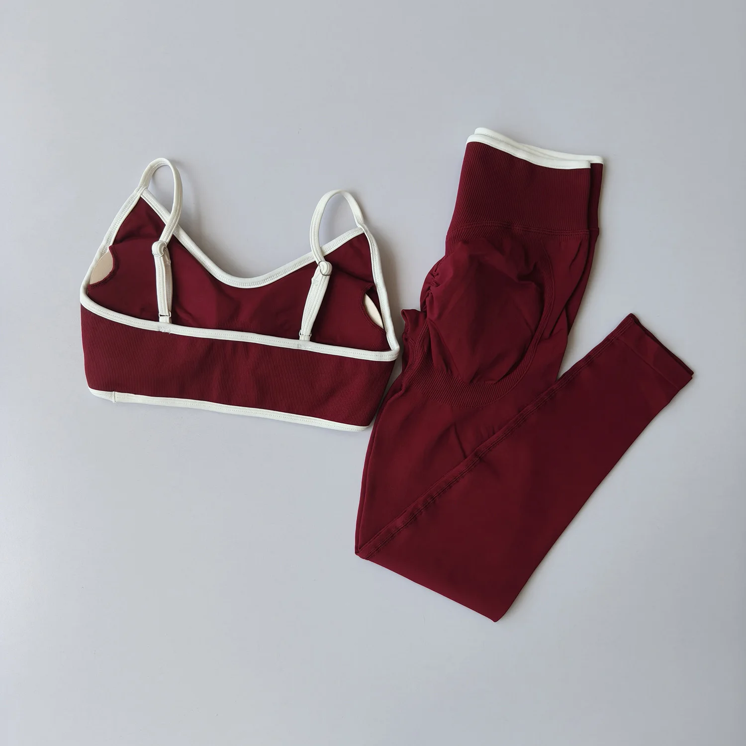 Nahtloses Fitness-Set für Damen, Trainingsanzug, Yoga-Sets, Sportbekleidung, Workout-Leggings mit mittlerer Taille, Sport-BH, Fitnesskleidung, Fitnessanzug – Detail 19
