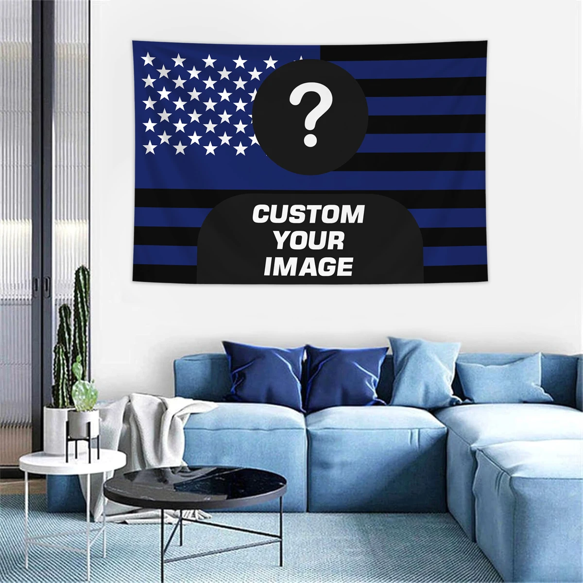 1 stuk gepersonaliseerd fotomuurkleed met Amerikaanse vlag, kamerdecoratie bannerwandkleed op maat gemaakt voor familie, huisdieren, idolen