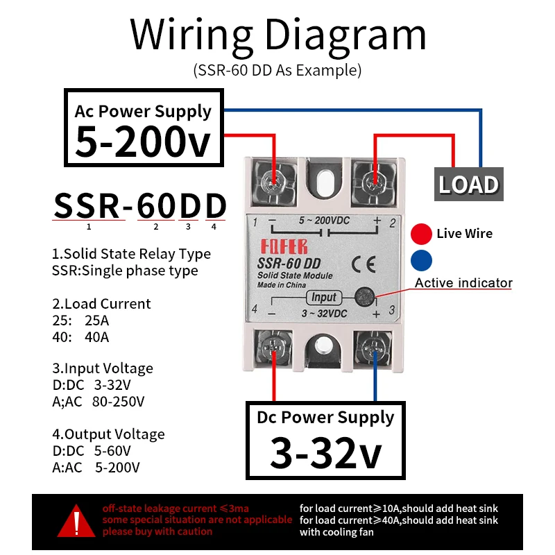 Solid State Relay AC control AC DC control DC AC control DC 3-32V DC TO 24-380V  Rele Power Supply SSR-DA/AA/DD