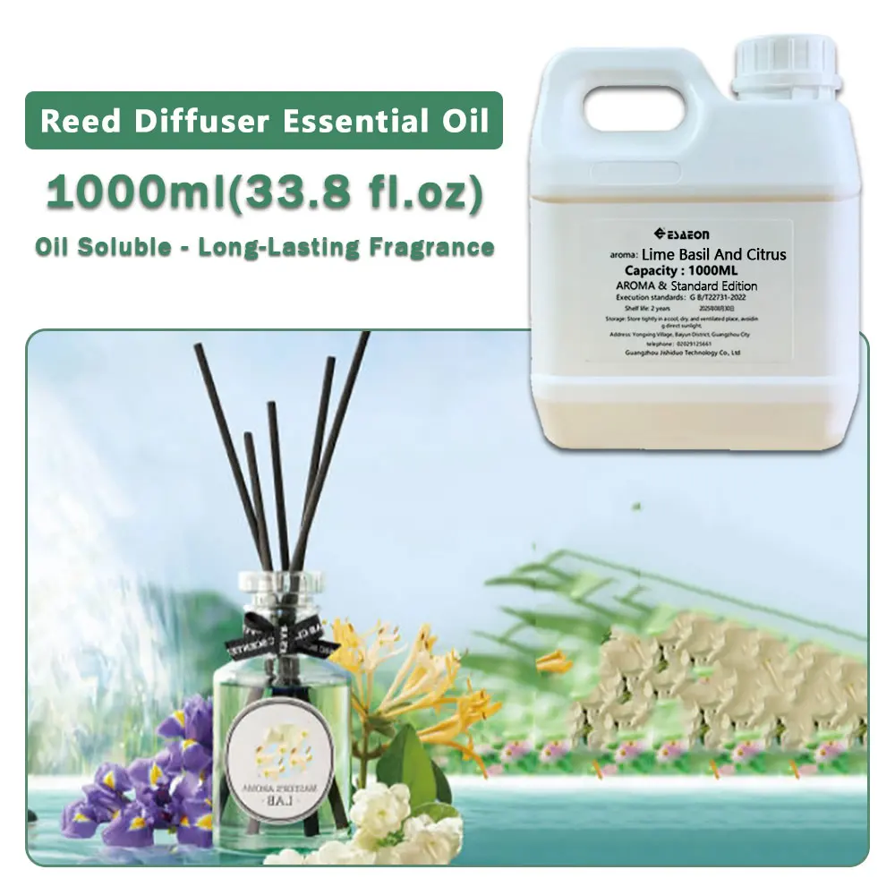 ESAEON Fragrant Essential Oil - For Reed Diffusers & Flameless Aroma & Vine Diffuser, Lime Basil And Citrus - 1000ML(33.8 fl.oz)