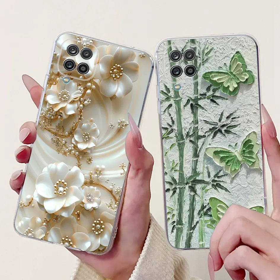 For Cover Samsung Galaxy A12 Phone Case M12 F12 Case Fashion Butterfly Clear Silicone Funda For Samsung A12 M12 F12 A125F Bumper
