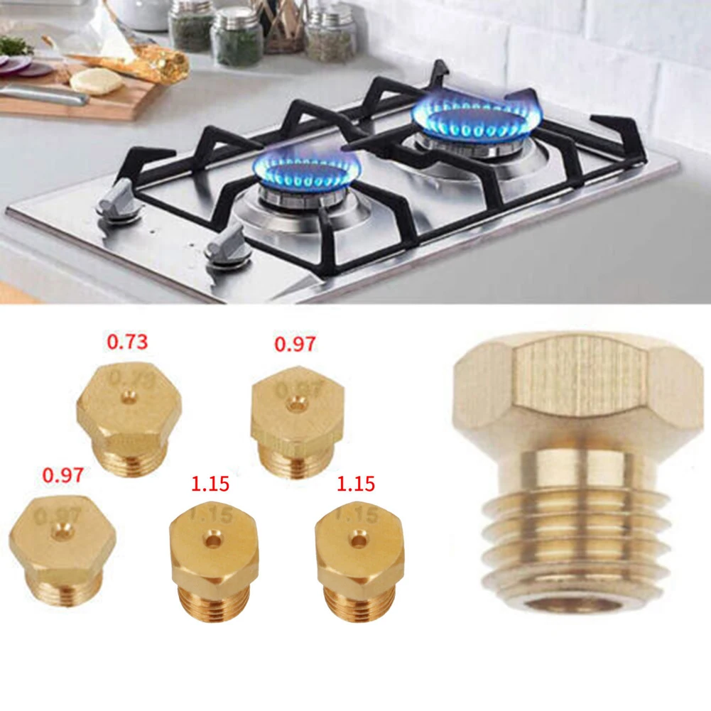 5PCS Burner Gas Natural Gas Hob Conversion Kit Jets Nozzles Injectors Set Gas Stove Accessories 0.73/0.97/0.97/1.15/1.15