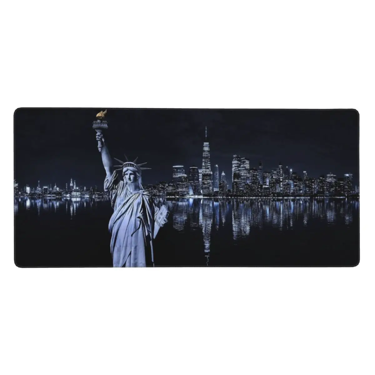 The Statue Of Liberty And Night View Of New York Large Mouse Pad Computer Keyboard Mouse Mat Laptop Desk Mat Office Table Mats