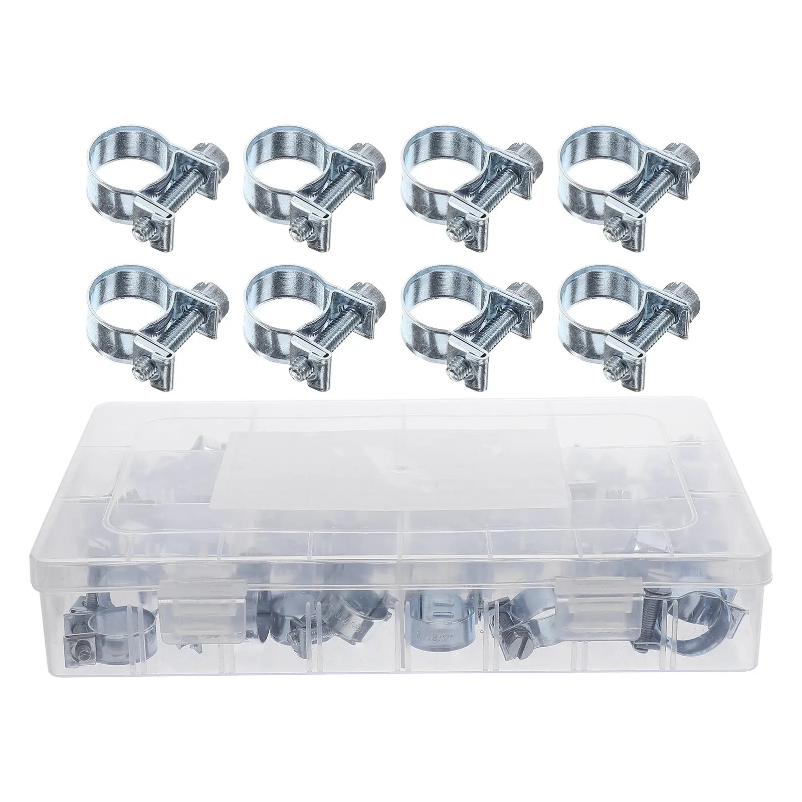 1Set Stainless Steel Hose Clamp Galvanized Steel Heavy Duty Fixing Clip for Fuel Injection Pipe Automotive Water Line Repair