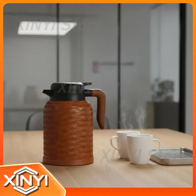 for Bamboo Thermal Insulated Pot Pouring Spout for Hot Water Pot Coffee Carafe Curved Handle Thermal Kettle Black Kitchen