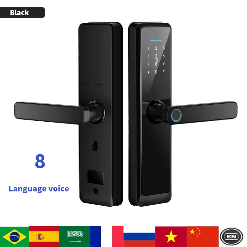 Siliver Tuya Biometric Electronic Lock Digital Smart Door Lock Fingerprint Password Tuya App Entry Door lock for Home DB20