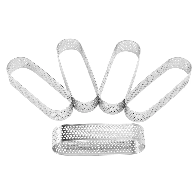 

ABSS-32Pcs Oval Tartlet Molds French Dessert Mousse Fruit Pie Tart Ring Quiche Cake Mold, Stainless Steel Tart Mousse Ring