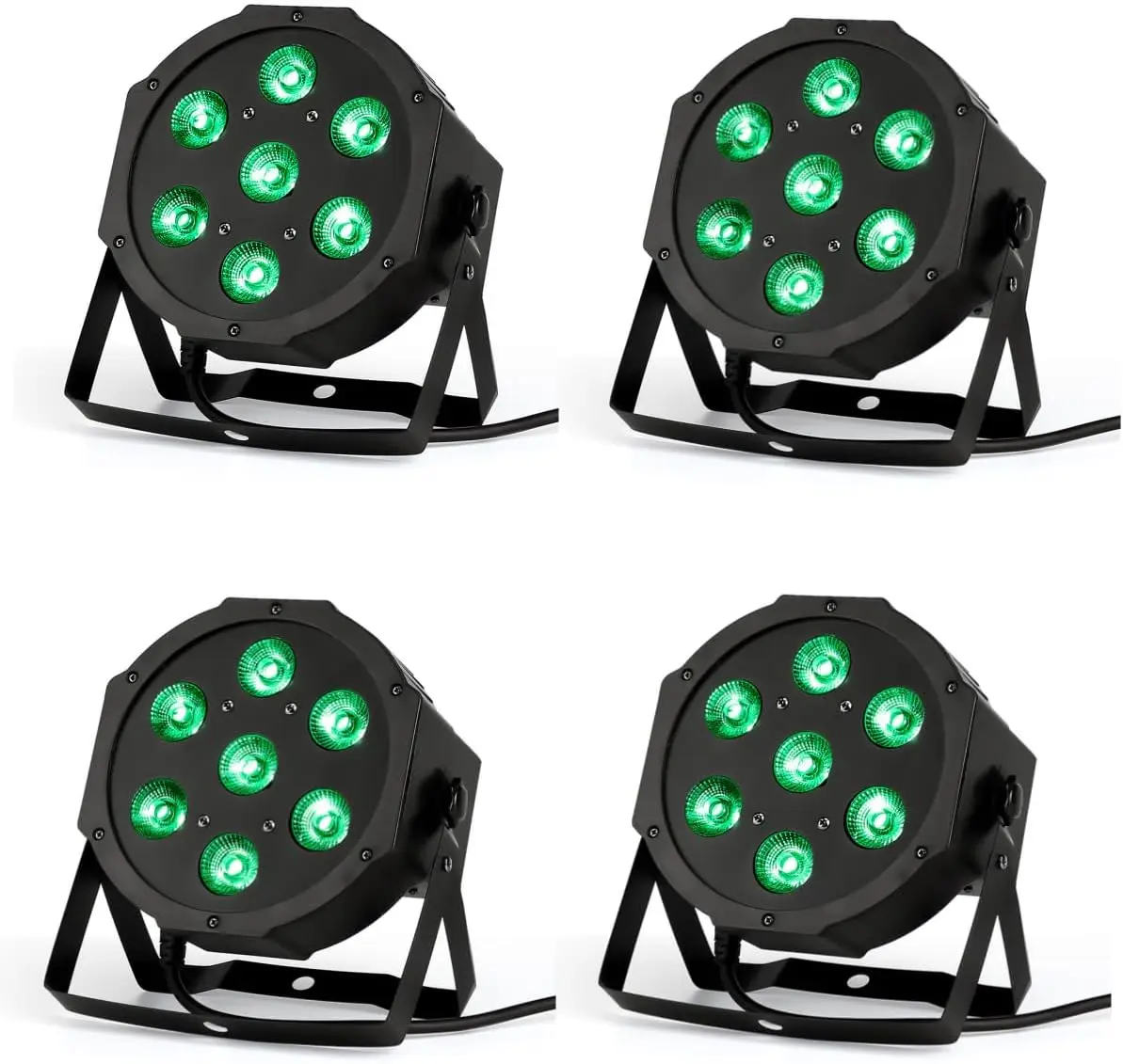 

4-Piece LED Par Lights with RGBW, Sound Activation, and DMX512 Control for Stage, Party, Club, Disco, and Wedding Events