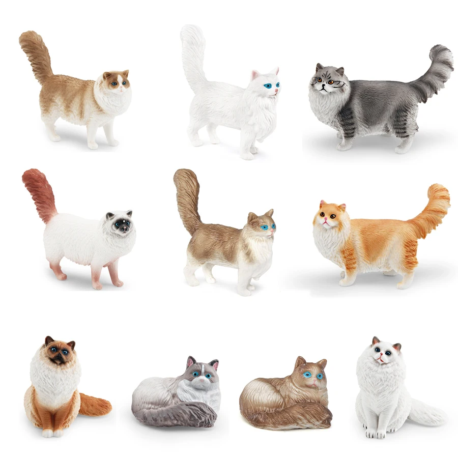Реалистичные тряпичные фигурки кошек, пластиковые фигурки кошек, модель кошки, топпер для торта, милая игрушка-котенок, подарок на Рождество и день рождения для детей