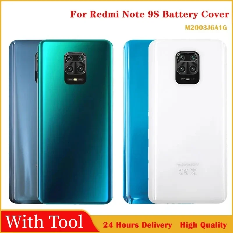 Glass For Xiaomi Redmi Note 9S / Note 9 Pro 64MP Battery Back Cover 3D Glass Panel Rear Door Housing Case Repair Parts+Adhesive