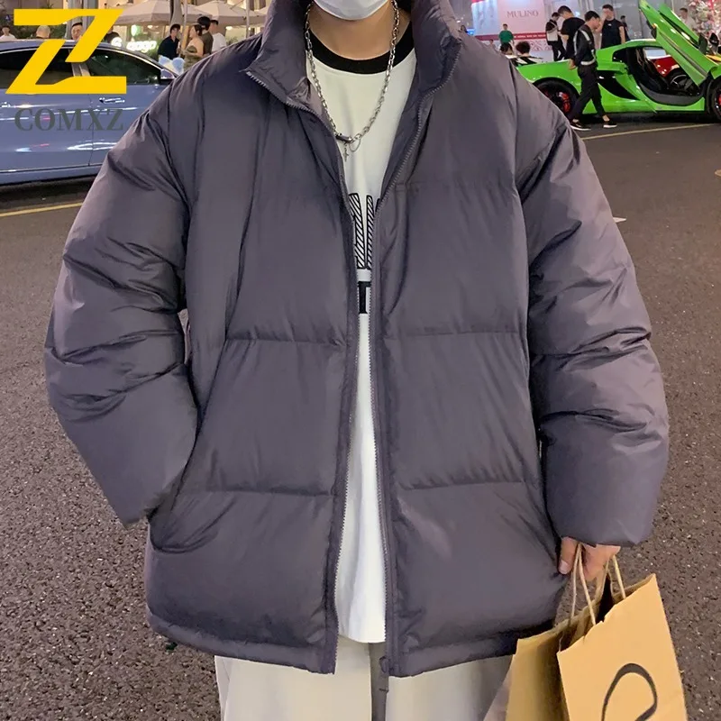 

COMXZ 2025 Men Down Jacket Classic Stand Collar Outdoor Cycling Thickened Warm Parka Street Style Lightweight Autumn Winter Coat