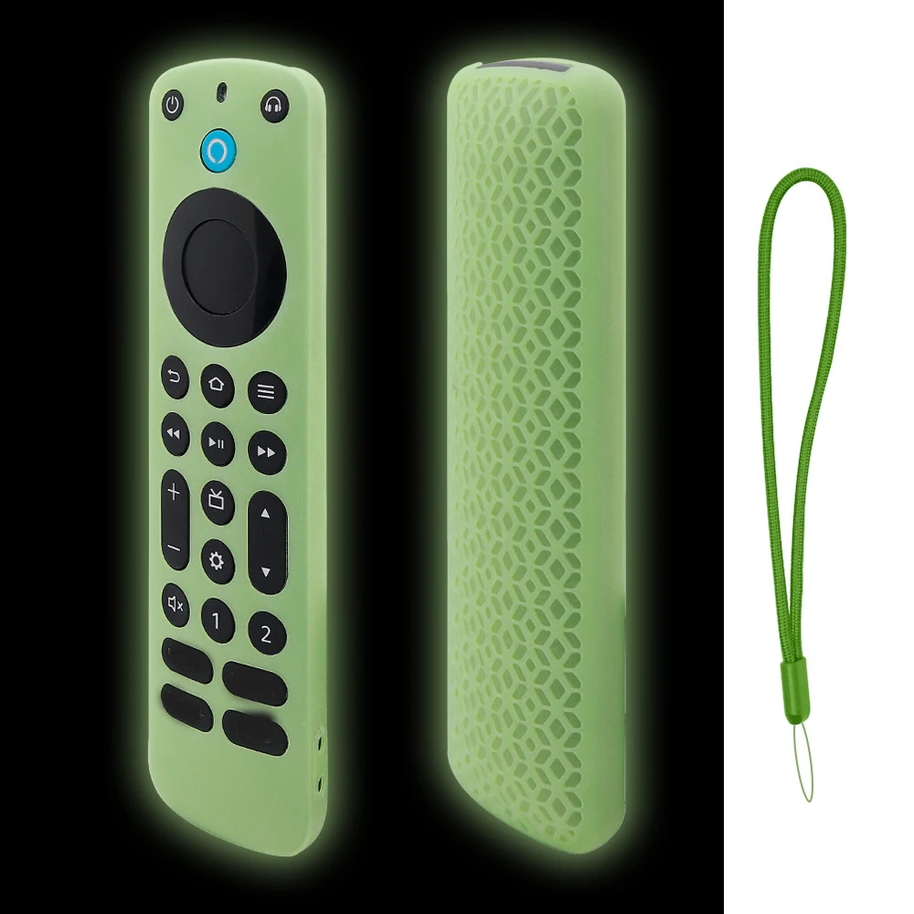 غطاء لجهاز التحكم عن بعد باللون الأزرق المضيء لعام 2022 Alexa Voice Remote Pro من السيليكون لمكافحة فقدان التلفزيون بديل لجهاز التحكم عن بعد