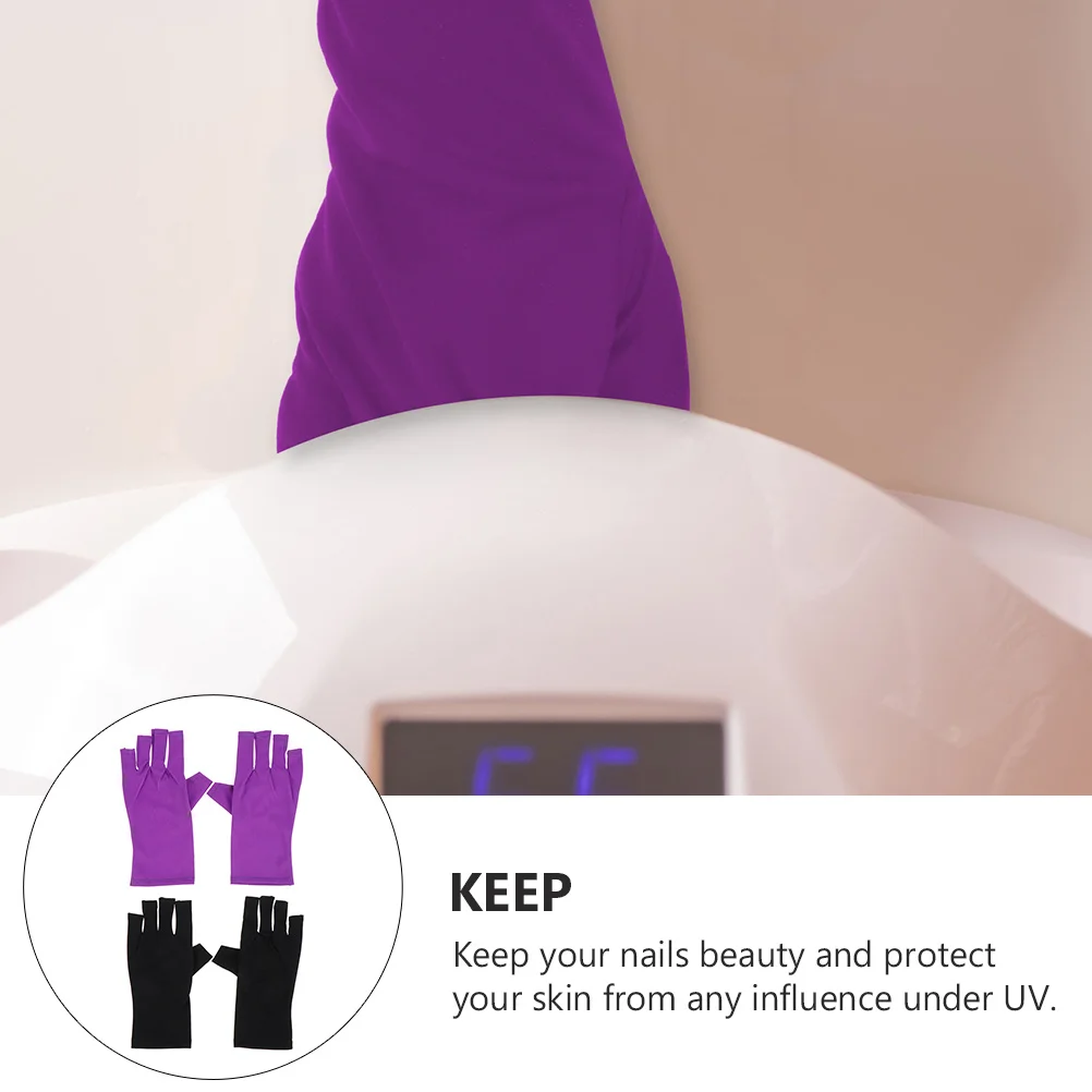 

2Pairs Uv Shield Gloves Fingerless Manicure Protective Gloves Anti-Black Hands Nail Art Salon Tools