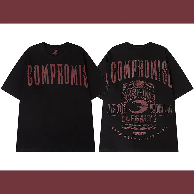 Camiseta Gráfica Legacy Gym 2026 Sin Compromisos, Ropa Deportiva para Fisicoculturismo, Camiseta Oversize 100% Algodón para Hombres Amantes del Fitness