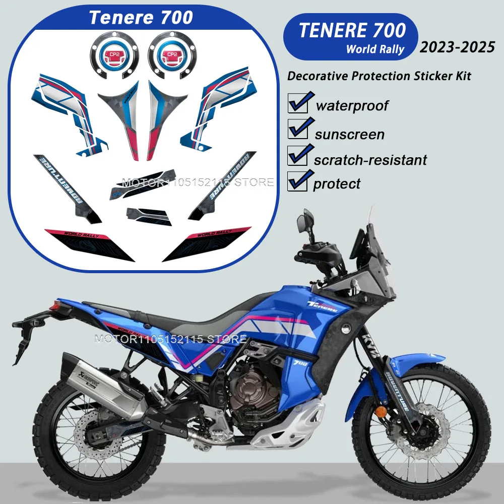 3D Motorcycle Tank Pad Sticker Motocross Fuel cap Anti-Slip Decal Protection Accessories For Tenere 700 World Rally 2023-2025