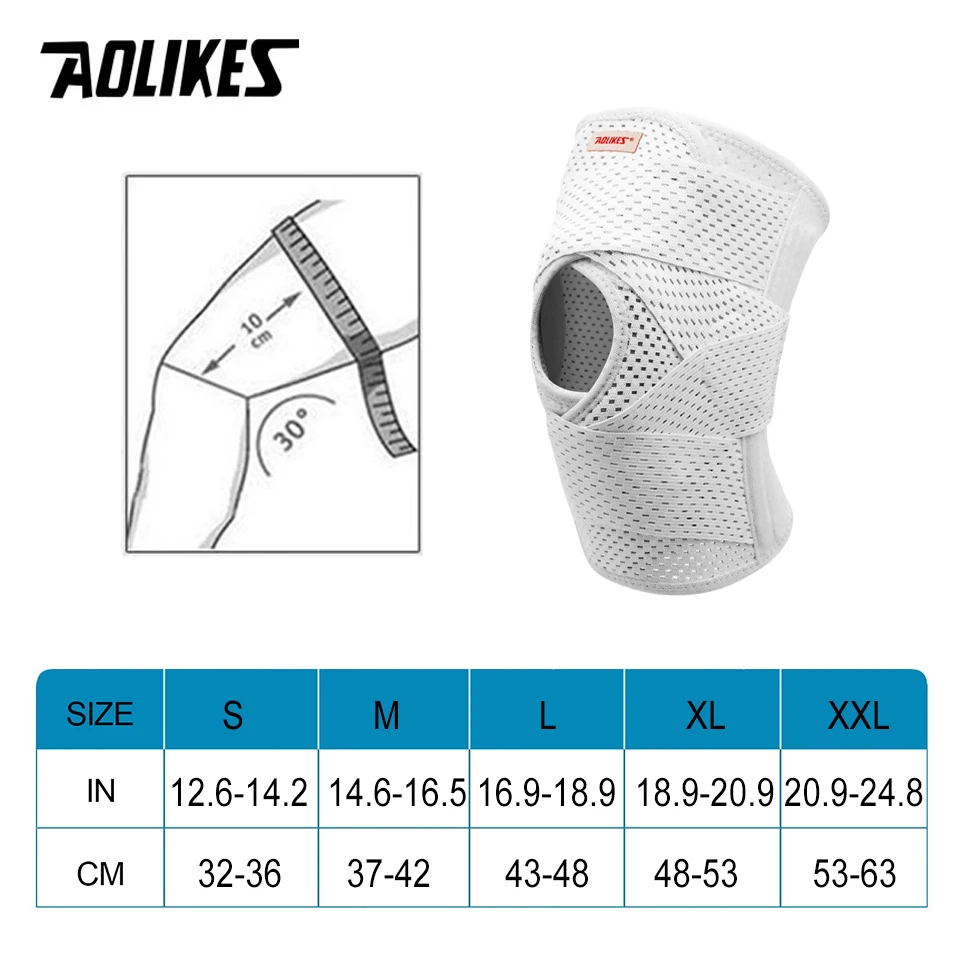 AOLIKES 1 Stück Kniebandage für Knieschmerzen, Kompressions-Kniestütze mit seitlichen Stabilisatoren aus Air-Mesh-Gewebe, ACL-Arthritis-Linderung