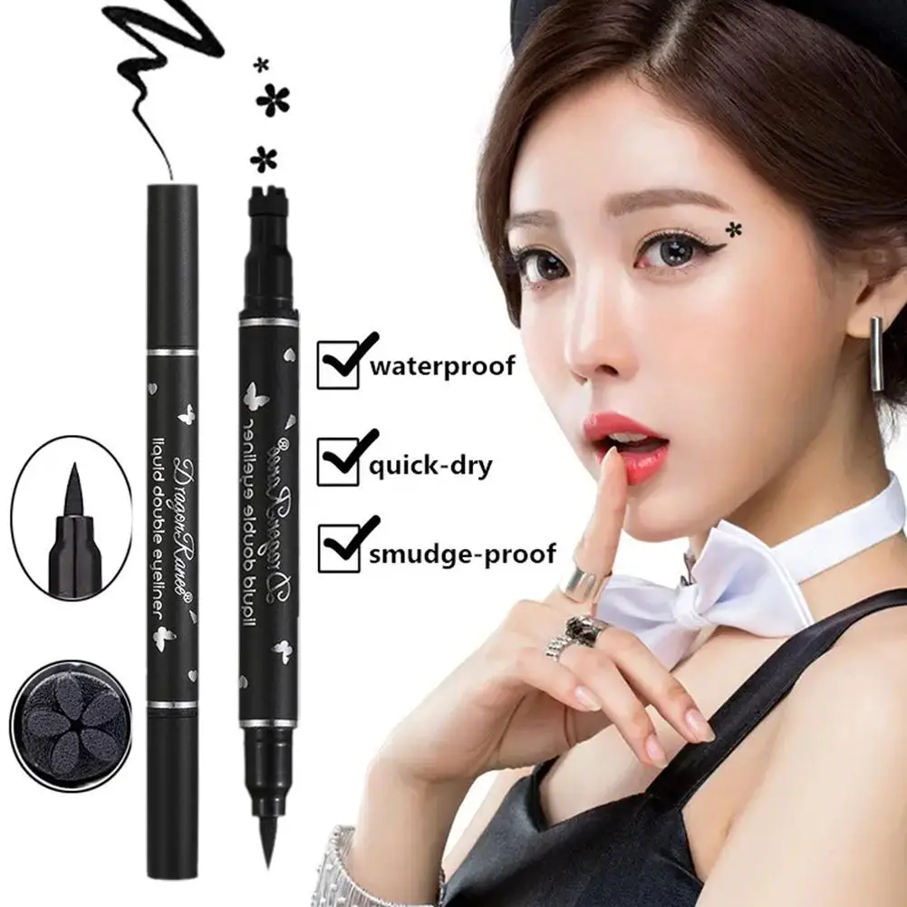 Double Headed Star Seal Eyeliner Pen Black Stamp Pen Boxed Waterproof Sweat-proof Eyeliner Seal Beauty Cosmetics For Women D1f8