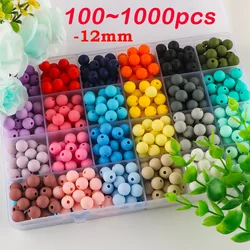 Sunrony 100-1000Pcs Silicone Beads 12mm Round Bead For Jewelry Making Bulk DIY Pacifier Chain Bracelet Necklace Accessories