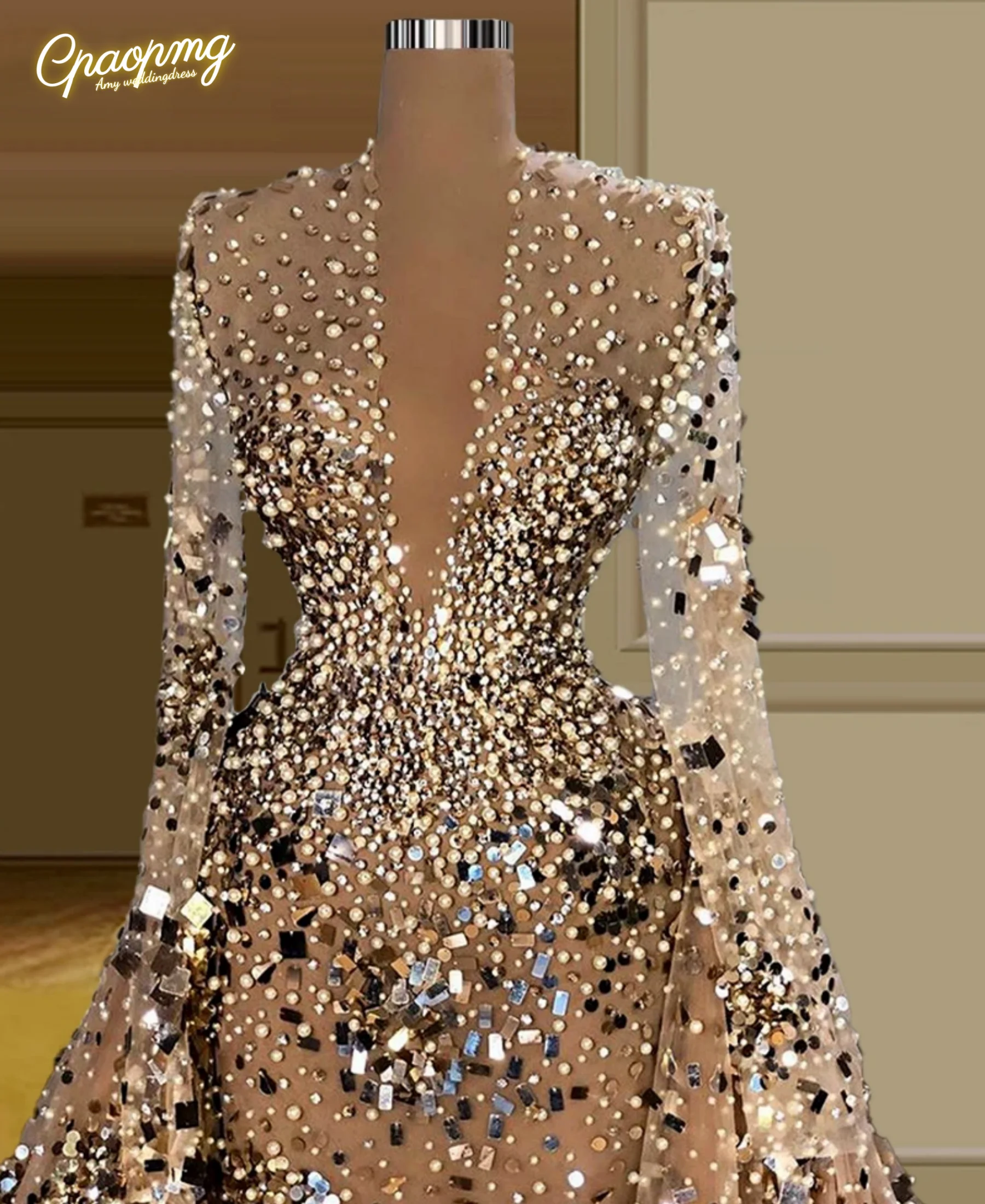 Customized Haute Full Beading Evening Dresses Middle East Beading Rhinestone Prom Dresses Celebrity Dresses Party Night