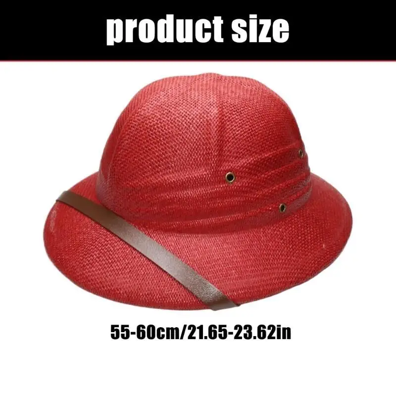 652F قبعة تنكرية أنيقة من القش، قبعة شمس قابلة للتنفس مع حزام منسوج للرجال والنساء والأطفال #6