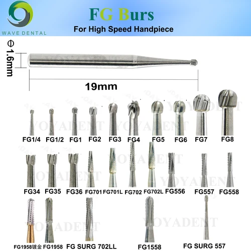 Imagen 1 del producto Cabezal de taladro de agarre de fricción de fresa de carburo de tungsteno Dental WAVE, cabezal de bola redondo de diferentes diámetro para turbina de pieza de mano de alta velocidad