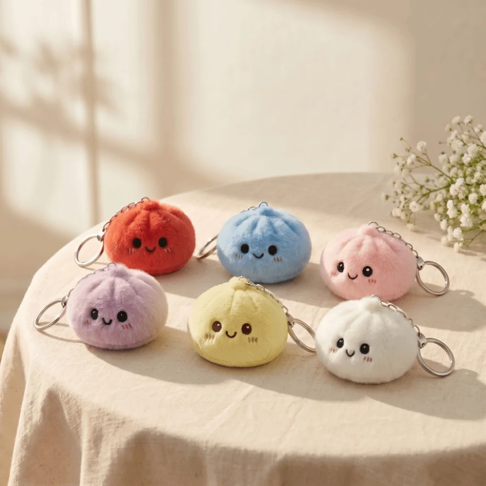 Steamed Buns Squishy Keychain Simulated Steamed Buns Soft Fluffy Squishy Keychain Cute Steamed Buns Steamed Buns Keyring