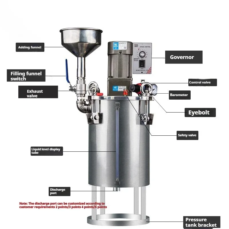 Electric mixing Barrel 5L Pressure Barrel with Funnel Glue Storage Tank Pressure Tank Liquid Level Display barrel Glue 220V/50HZ