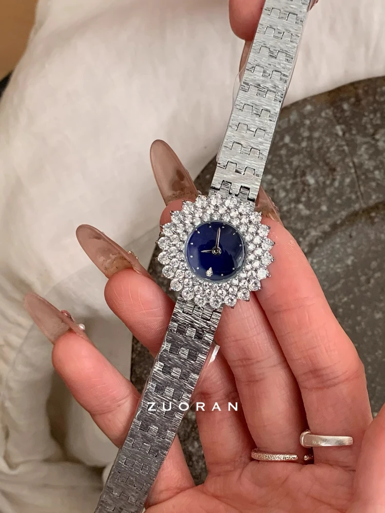 Luxury new exquisite sapphire blue women's watch fashion stainless steel waterproof temperament ladies watch relojes para mujer