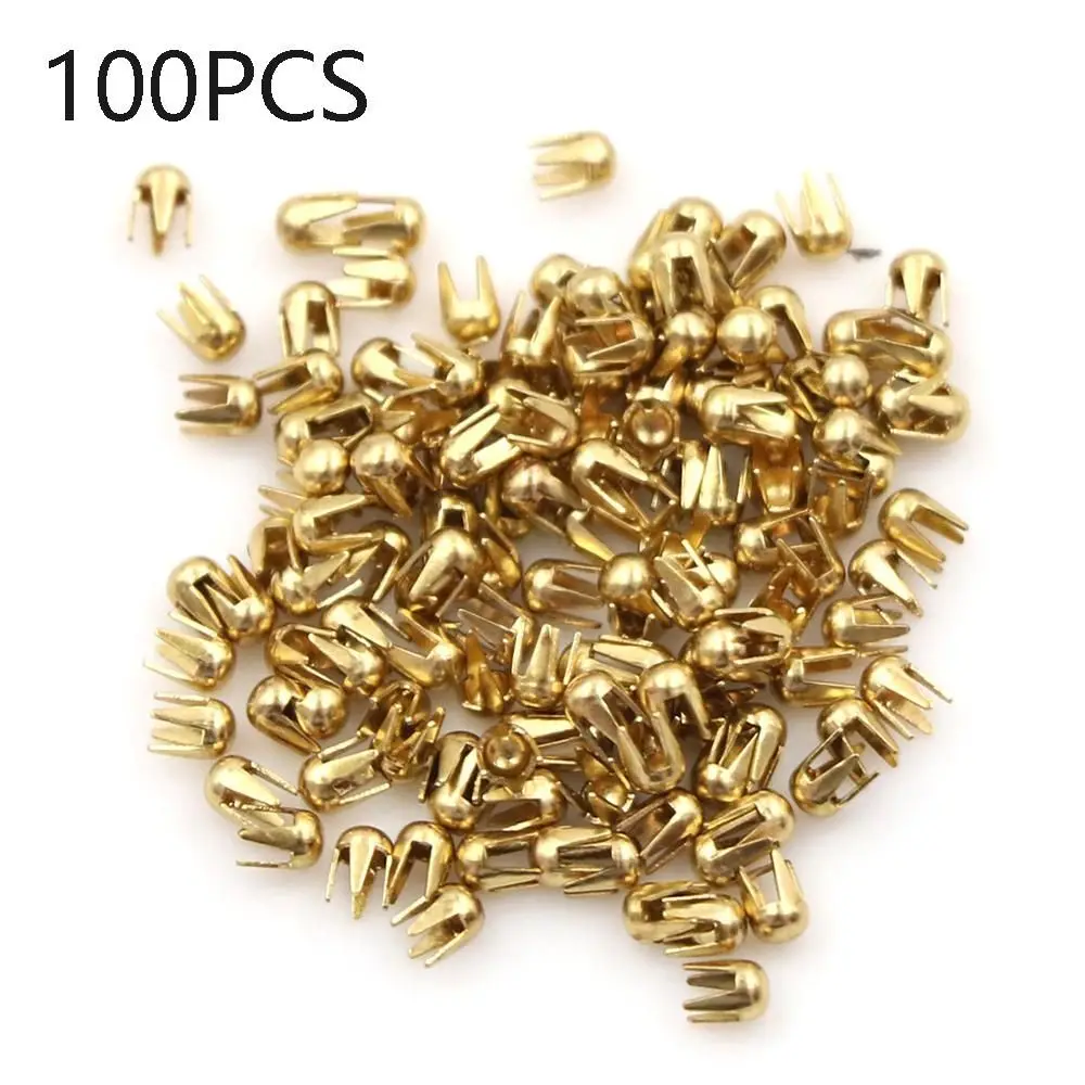 100PCS 2mm Metal Mini Buckle Round Bead Claw Hammer Buckle Super Small Doll Clothes Buckle DIY Doll Accessories Gold /Silver