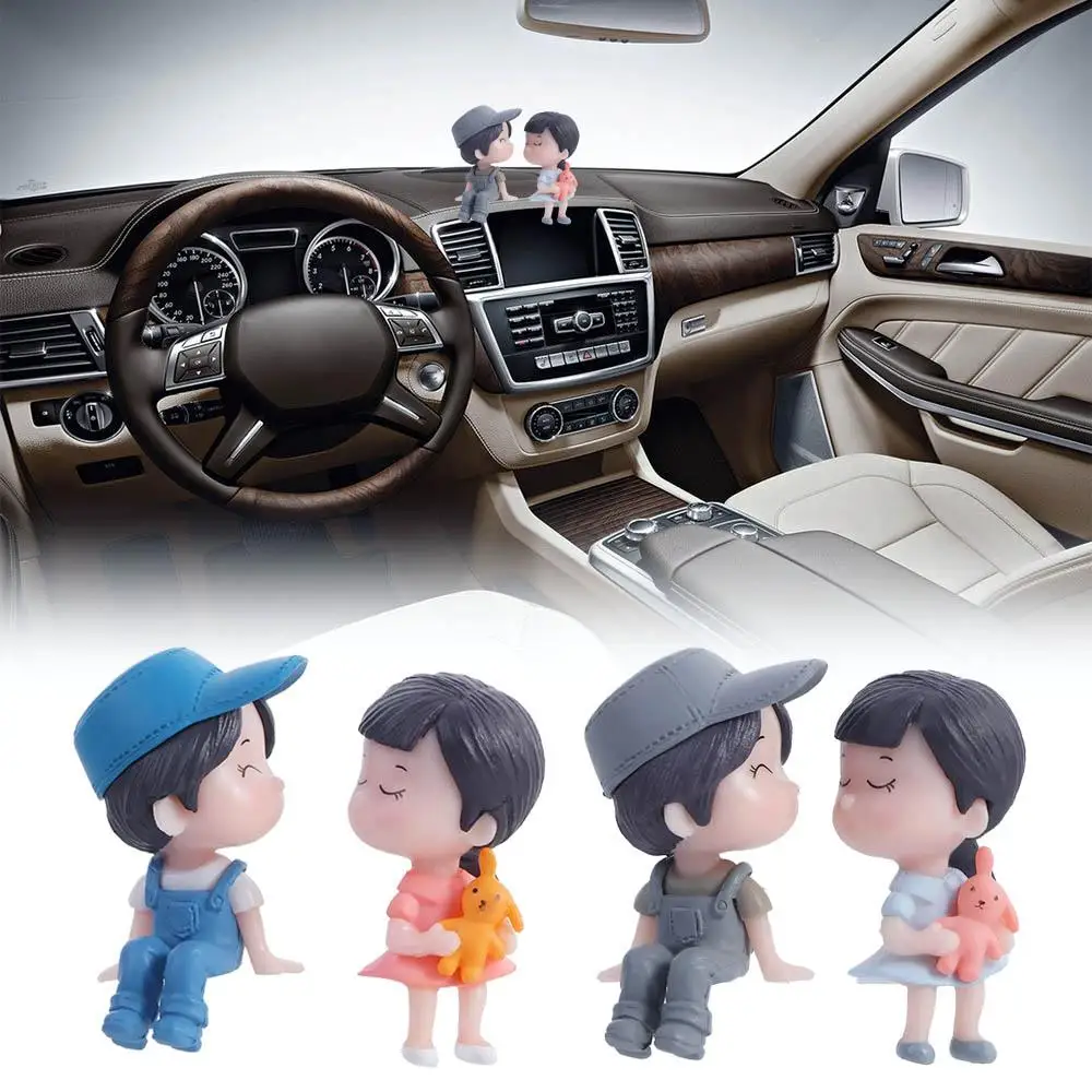 Women Auto Parts Dashboard Figure Girls Gifts Cute Center Console Car Decoration Action Figure Cartoon Couples Balloon Ornament