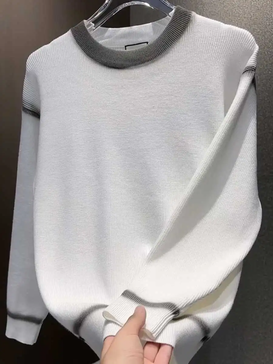 

High Quali Men's Knitted Sweater round Ne Loose Comfortable Color Versatile Autumn Winter New Sle Simple Faion