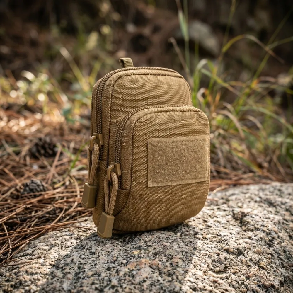 Small Waist Bag Men Sports Coin Purse Mountaineering Buckle Hanging Pouch Key Organizer Pouch Leisure Wear-Resistant Card Holder
