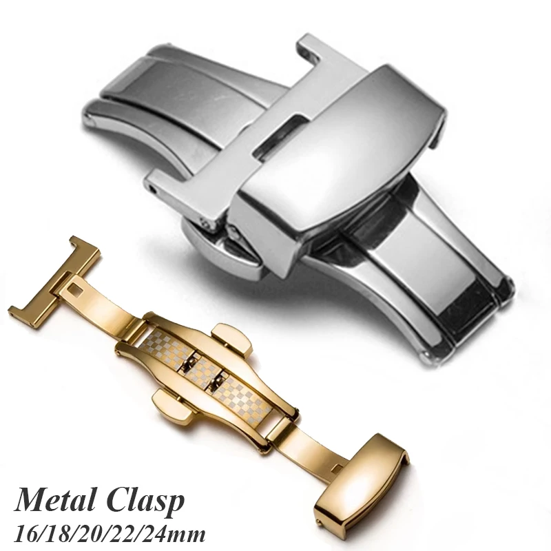 Stainless Steel Butterfly Buckle Polished Button Watch Clasps 16mm 18mm 20mm 22mm 24mm Watchbands Clasp Watch Accessories