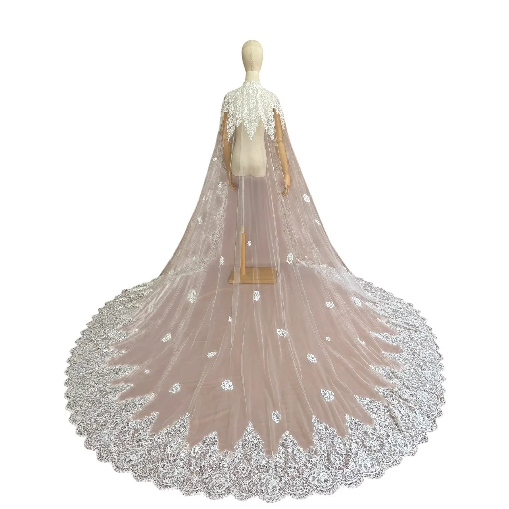 Lace Applique Bridal Wraps Shawls Customized One Layer Appliques Lace Wedding Cape Jacket White and Ivory Bridal Wraps