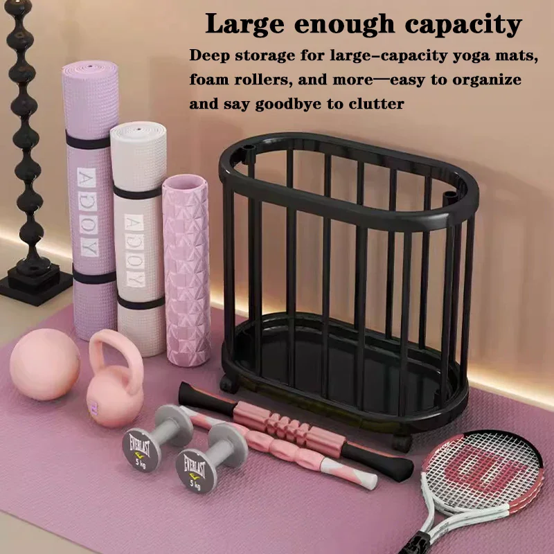 1Pcs Yoga Mat Fitness Equipment Laundry Basket Wheeled Storage Rack Plastic Storage Rack Floor-Standing