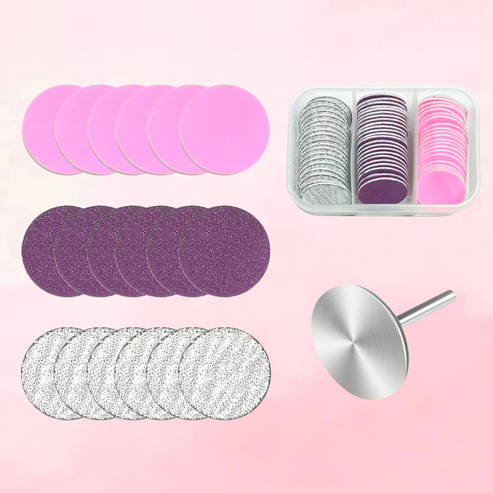 25mm Sandpaper Disc with Metal Nail Drill Bit #80 #120 #240 Grit Foot Sanding Disc for Manicure Pedicure