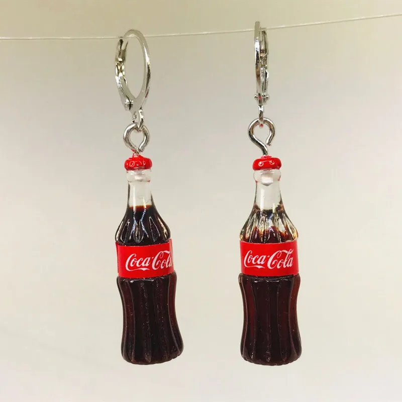 3D Coke Bottle Resin Pendant Earrings Funny Simulation Bottle Pendant Earrings for Women Party Fashion Jewelry