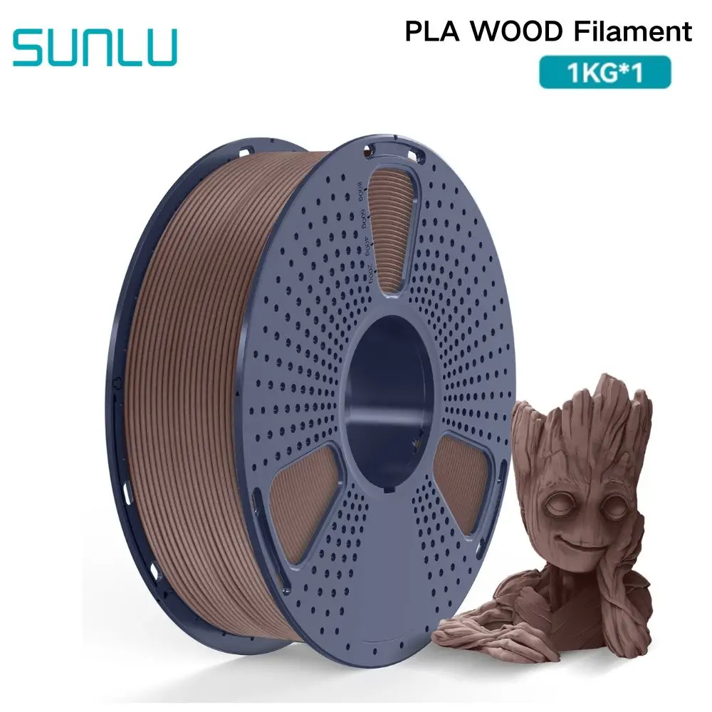 SUNLU PLA Holz-Filament 1,75mm 1KG 3D-Drucker-Filament Sorgfältig Gewickelt 330m Maßgenauigkeit ±0,03mm Einzeln Vakuumverpackt