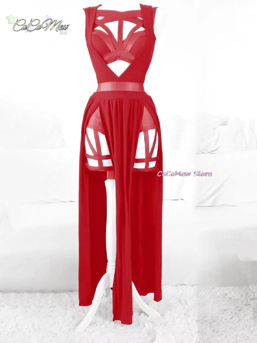 Anime Yor Forger Cosplay Dessous Nachthemd Ärmellose Bandage Weste Aushöhlen Sexy High Split Kleid Mesh Pyjamas Dropship