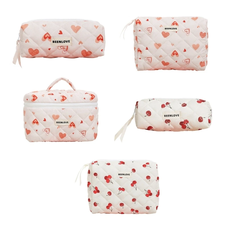 

Fashionable Cosmetic Quilted Cotton Sweet Pattern Makeup Bag for Women