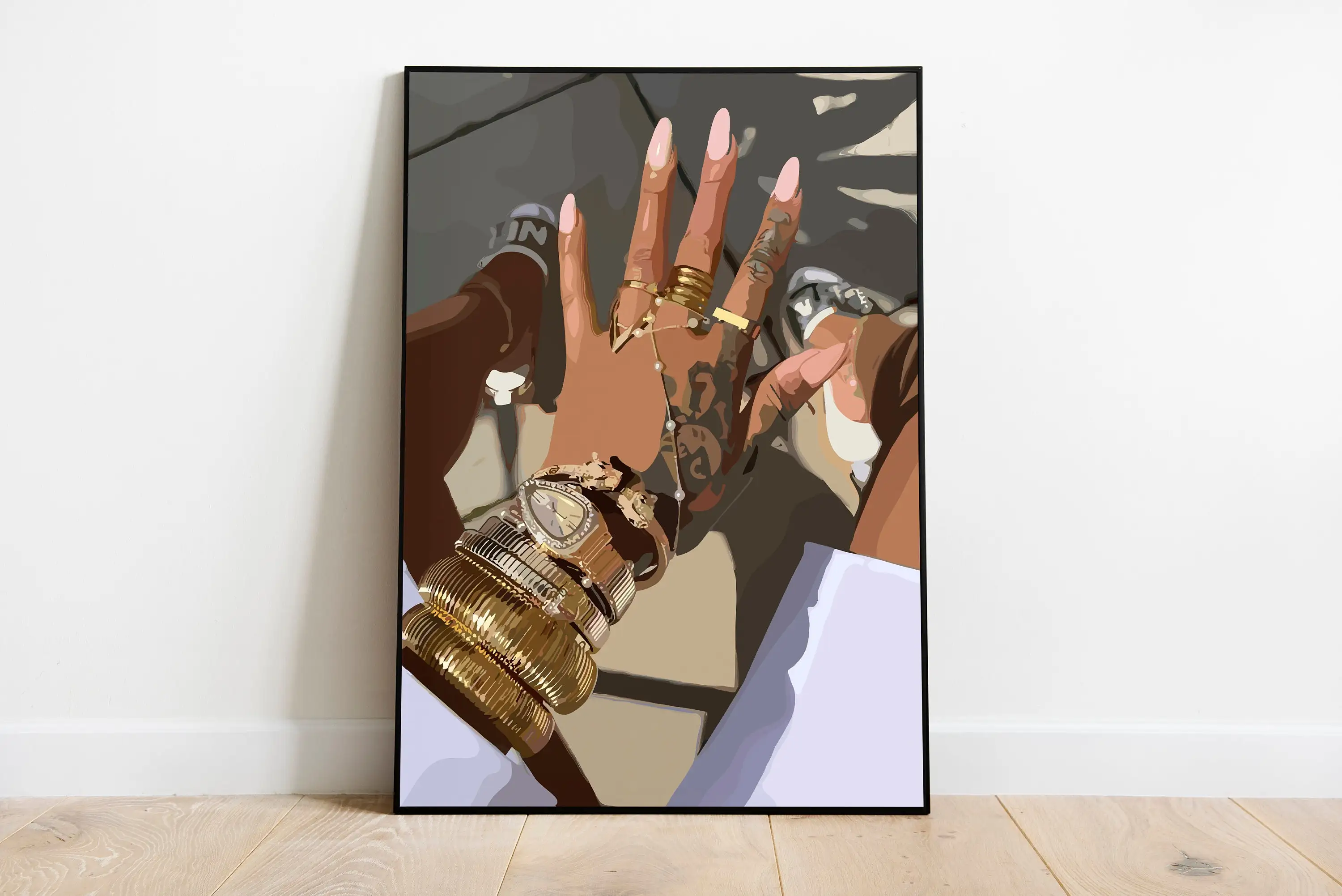 Black Girl Fashionable Women Nail Poster Print Wall Art Pictures Canvas Painting Living Room Bedroom Home Decor Gift Frameless