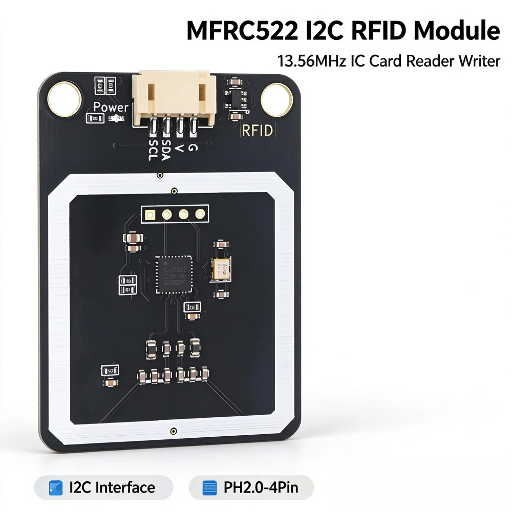 MFRC522 I2C RFID Module 13.56MHz IC Card Reader Writer PH2.0‑4Pin For Arduino ESP32 Micro:Bit Access Control DIY Project`