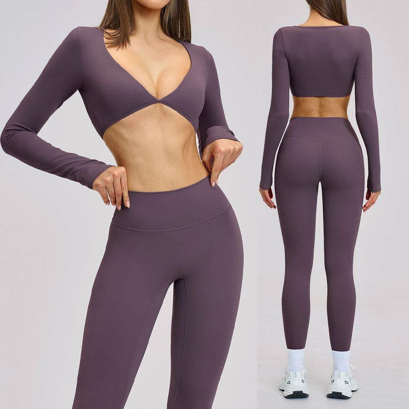 running-yoga-set-fitness-sports-micro-flared-neck-hanging-beautiful-back-yoga-clothes-with-chest-pad-nylon-nine-pants-length