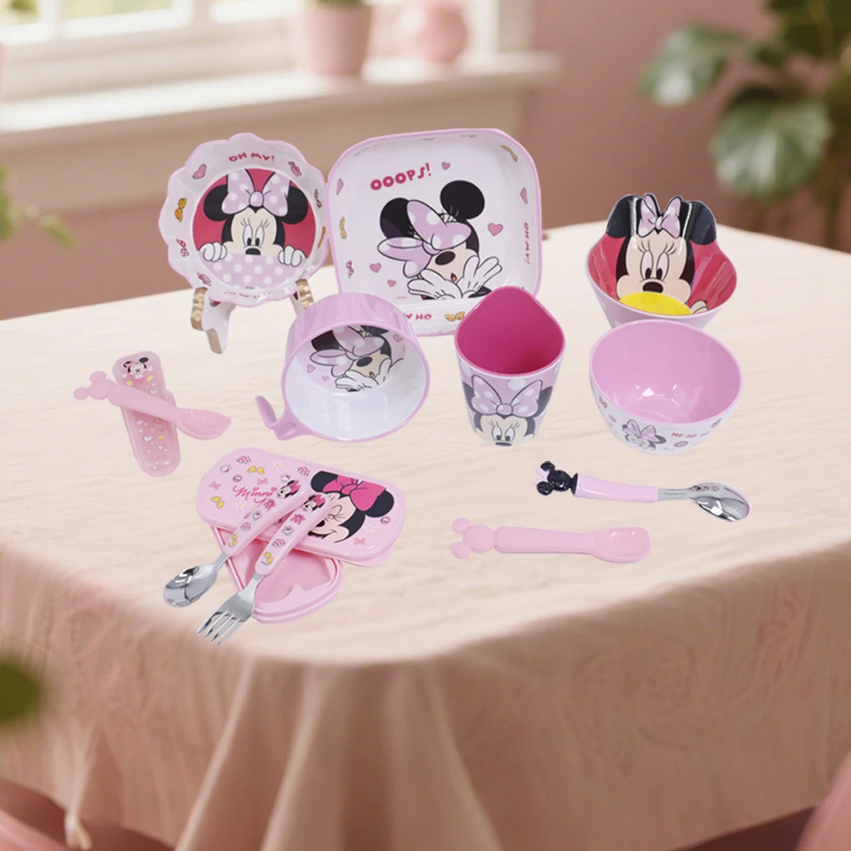 1 Stück Disney Minnie Mouse Cartoon Melamin Geschirr Familiendinner Party sturzsicheres Geschirr