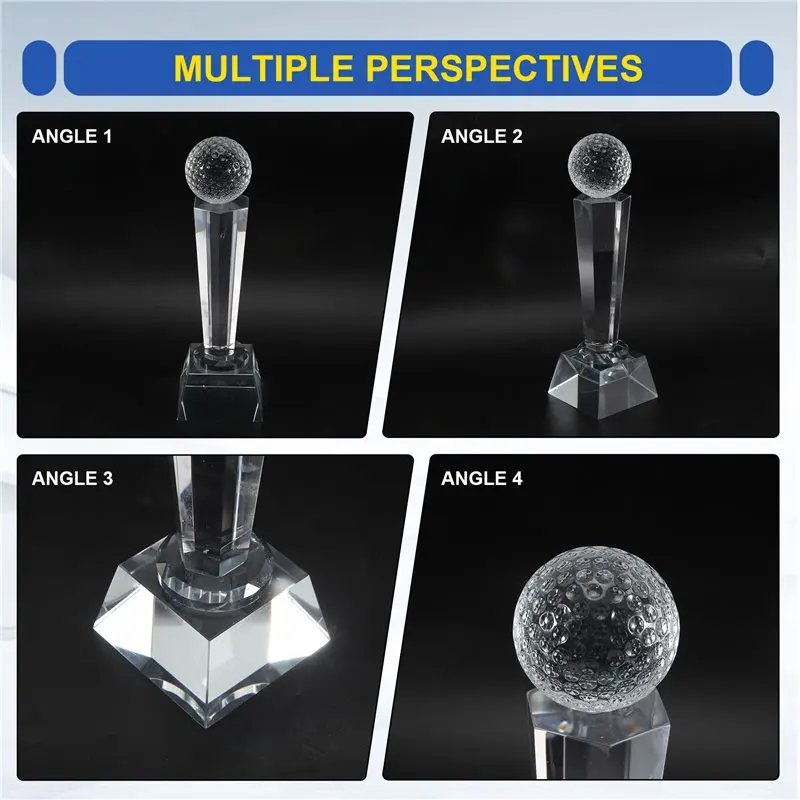 A51M-Crystal Glass Golf Trophy Golf Trophies Crystal Ball Trophies 9 X 2.8 Inch For Adults Kids Golf Tournament Table Desktop De