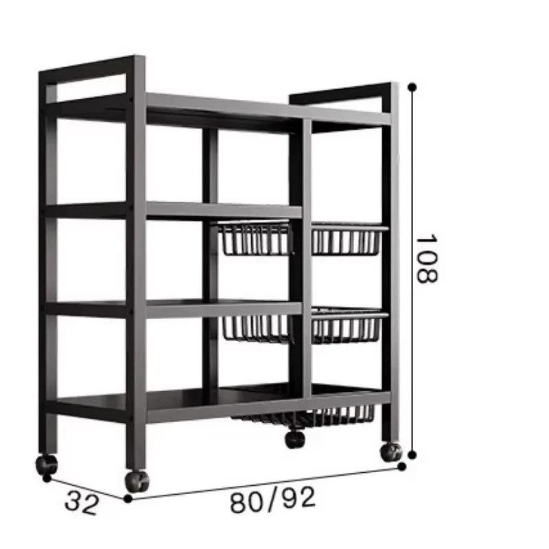 

Kitchen vegetable basket trolley multifunctional storage rack fruit removable rolling cart microwave oven kitchen storage rack